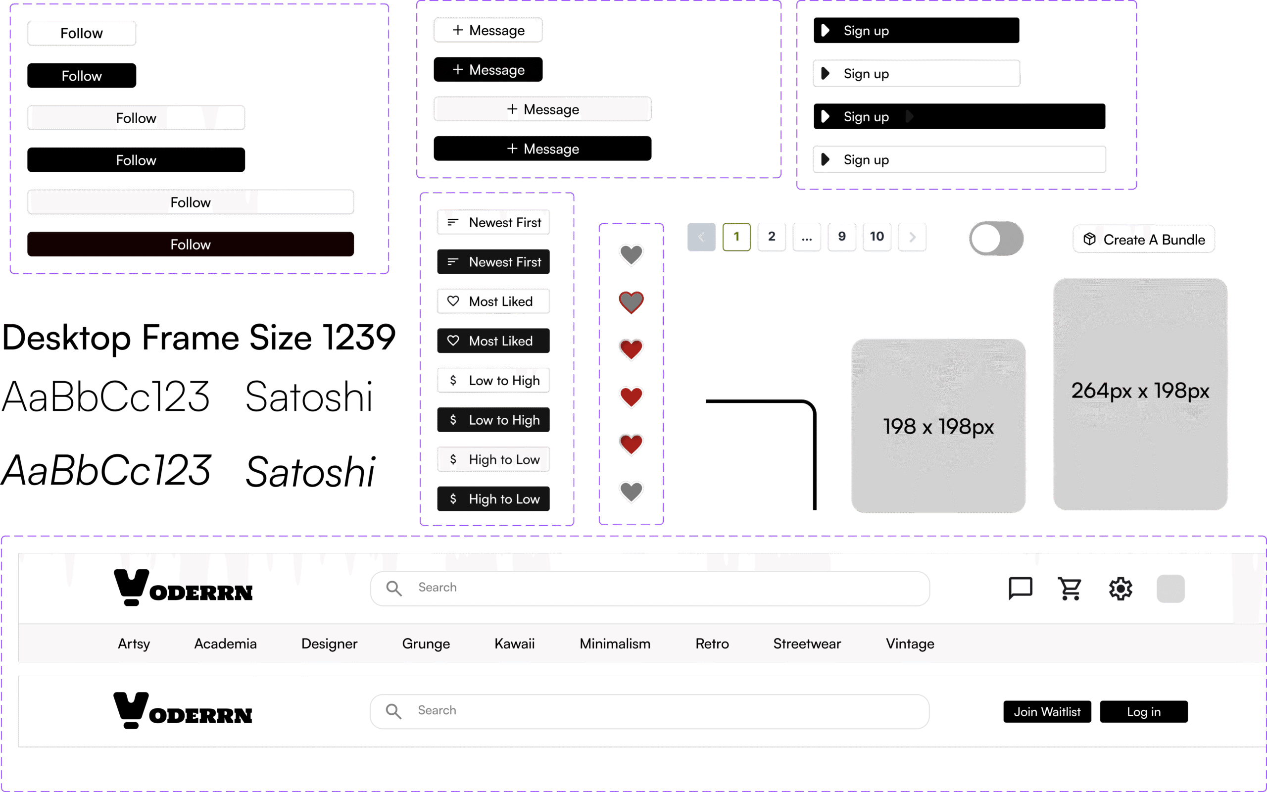 System design examples (typography, radius, components)