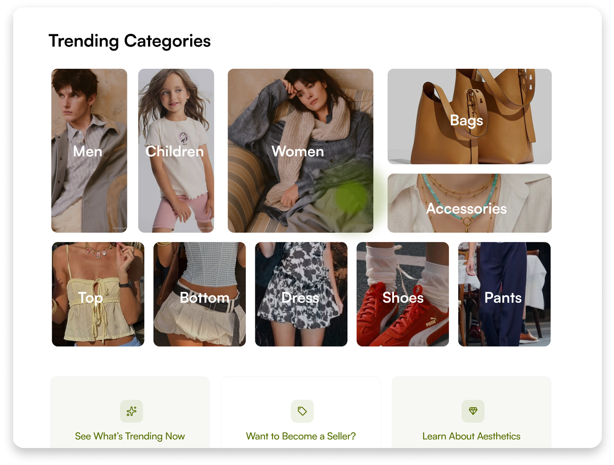 Women category larger and centered